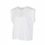 PULL&BEAR Women T-Shirt L White Cotton Tricot Casual Sleeveless