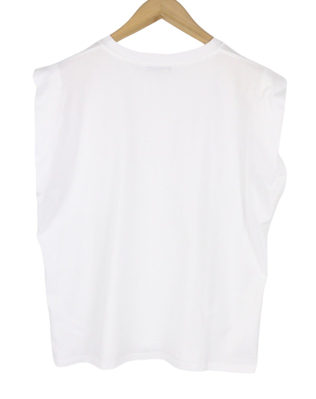 PULL&BEAR Women T-Shirt L White Cotton Tricot Casual Sleeveless