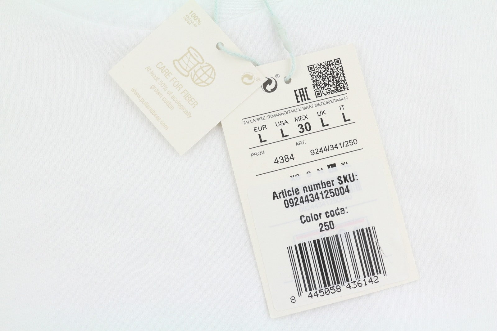PULL&BEAR Women T-Shirt L White Cotton Tricot Casual Sleeveless