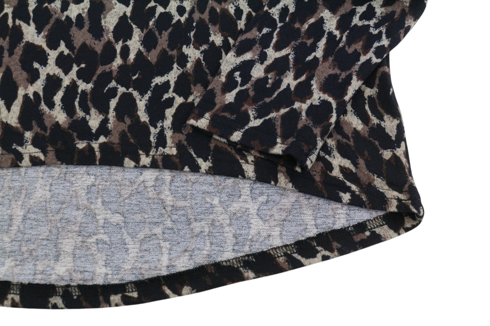ONLY Elcos Women Sweatshirt M Brown Leopard Print Round Neck 3/4 Sleeve