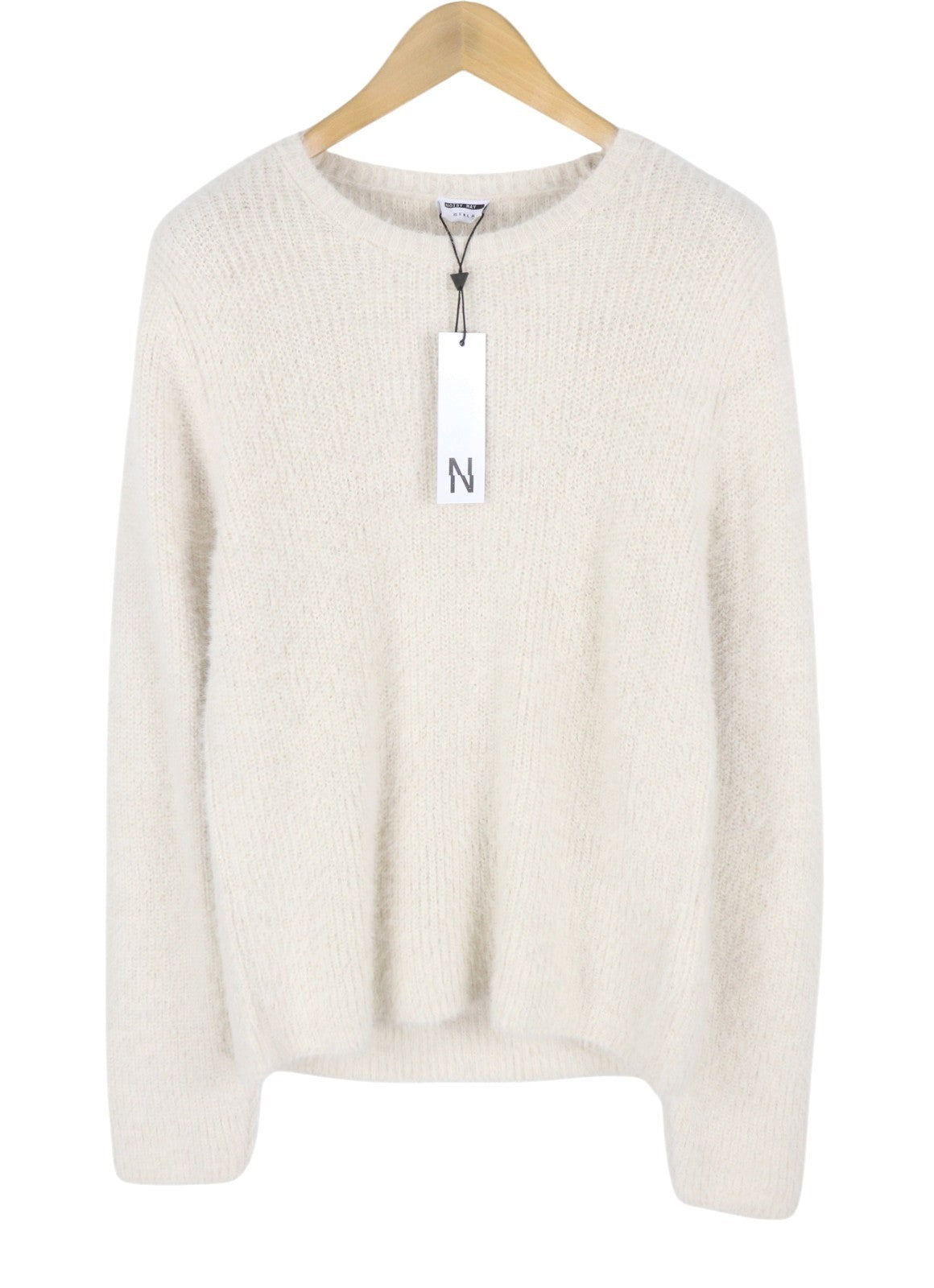 NOISY MAY Fairy L/S Knit Tall Women Jumper XL Beige Fluffy Crew Neck Pull On