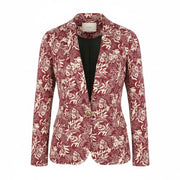 MAISON SCOTCH Women Blazer XL Red Patterned Shawl Lapel Single Breasted