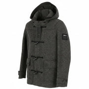 REPLAY Men Coat XL Grey Melange Wool Blend Toggles Button Hooded