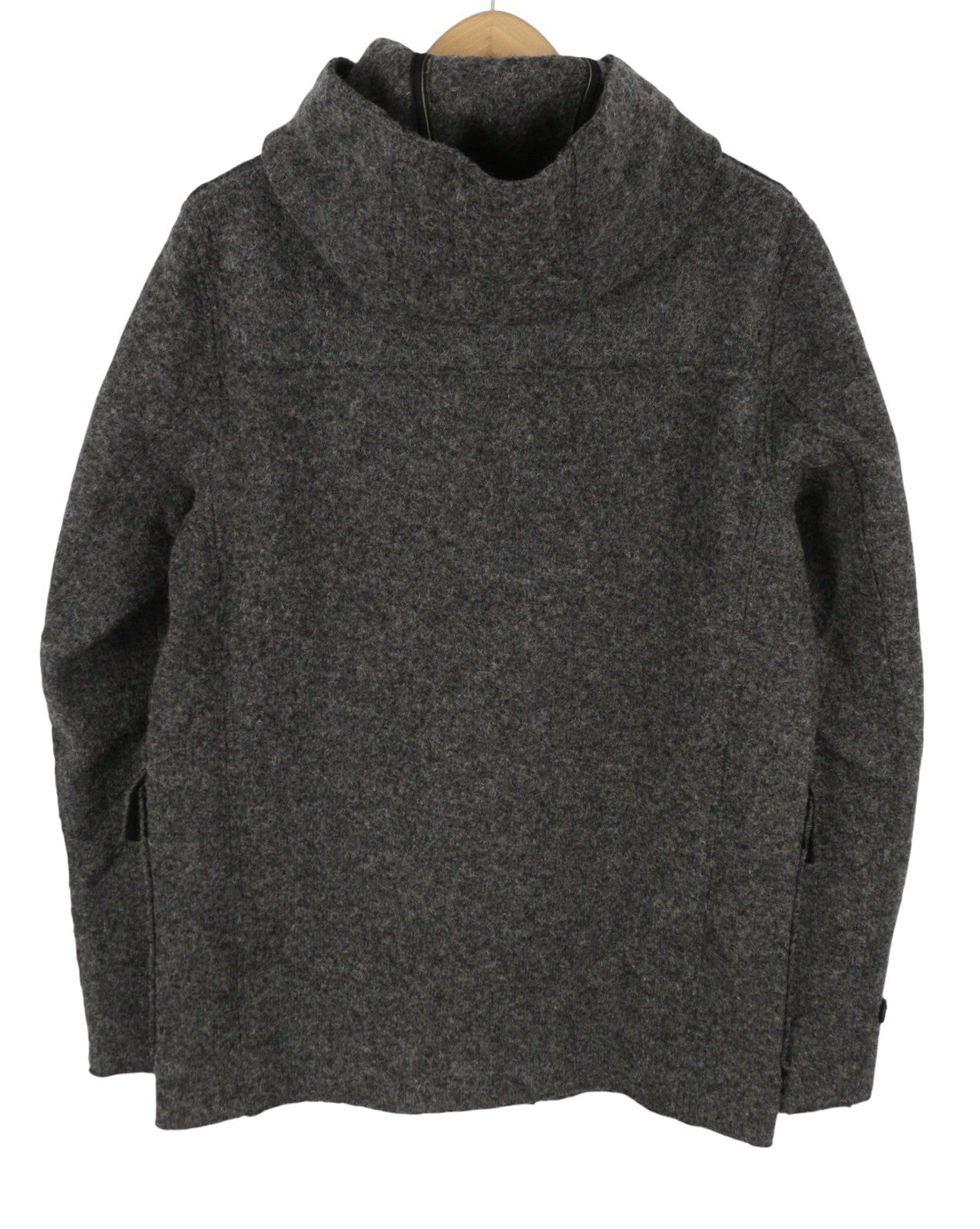 REPLAY Men Coat XL Grey Melange Wool Blend Toggles Button Hooded