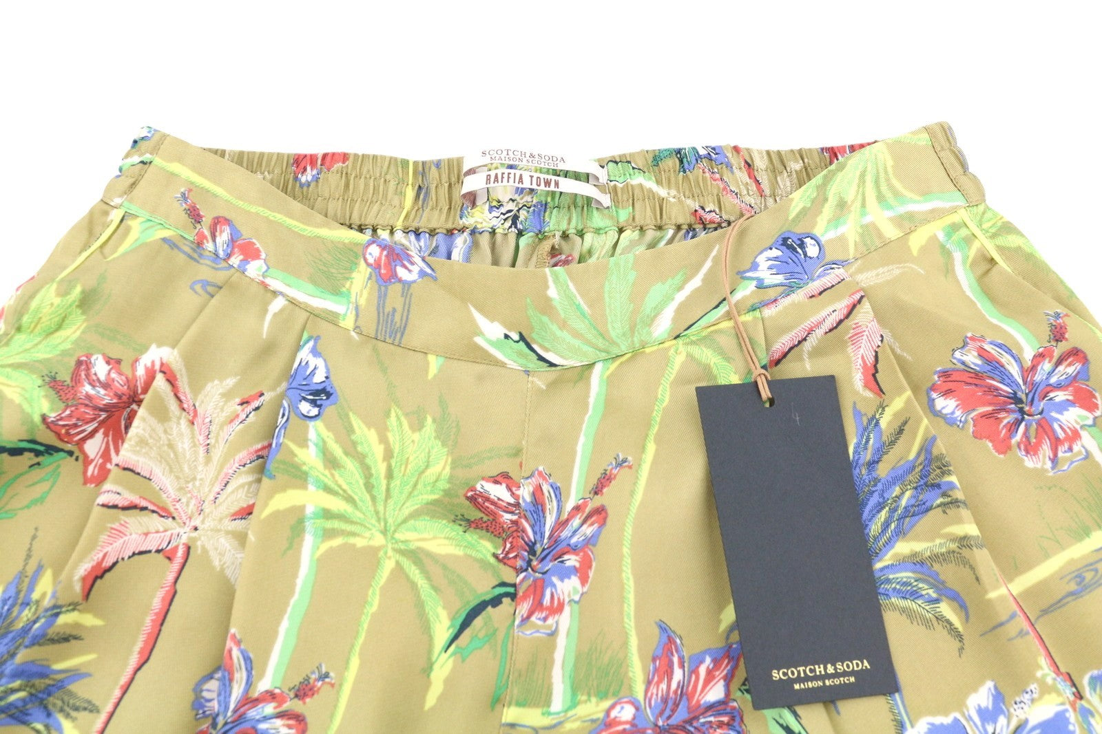 MAISON SCOTCH Women Trousers XS W26 Colourful Palm Tree Pattern Flared Leg