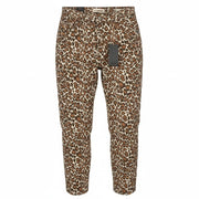 MAISON SCOTCH Bradit Women Trousers W25/L32 Brown Leopard Print Slim Tapered Fit