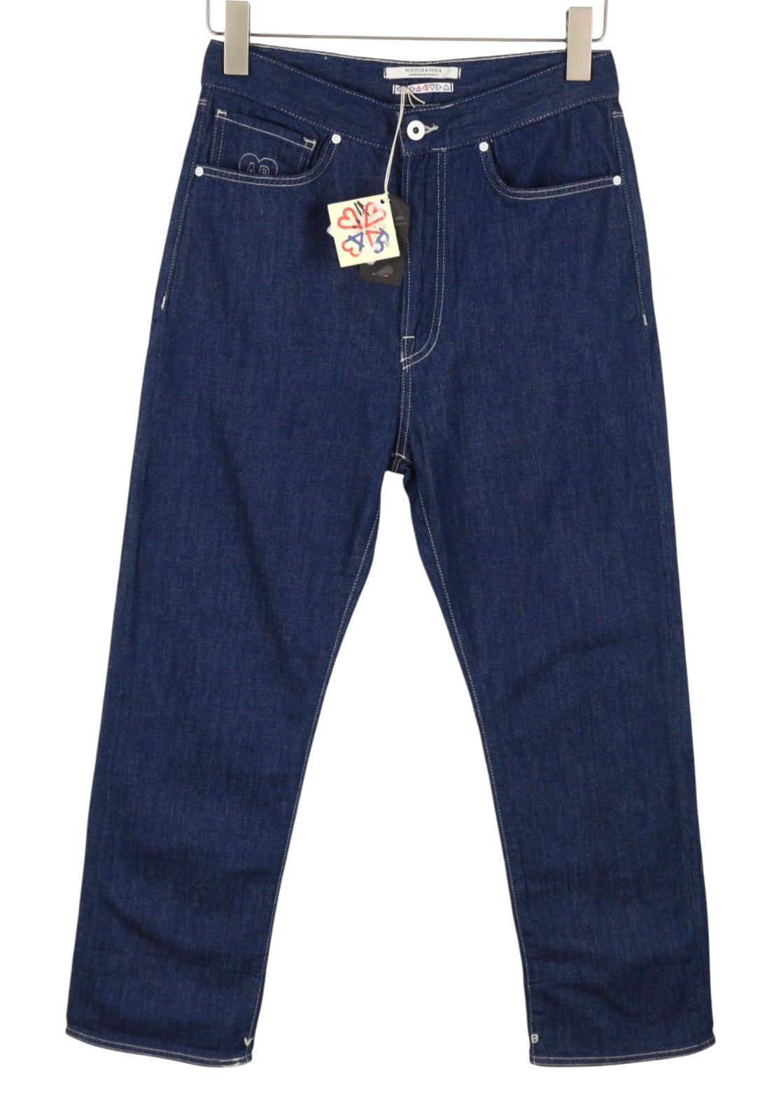 SCOTCH & SODA Women Jeans W25/L32 Blue Boyfriend Fit Cropped Zip Fly