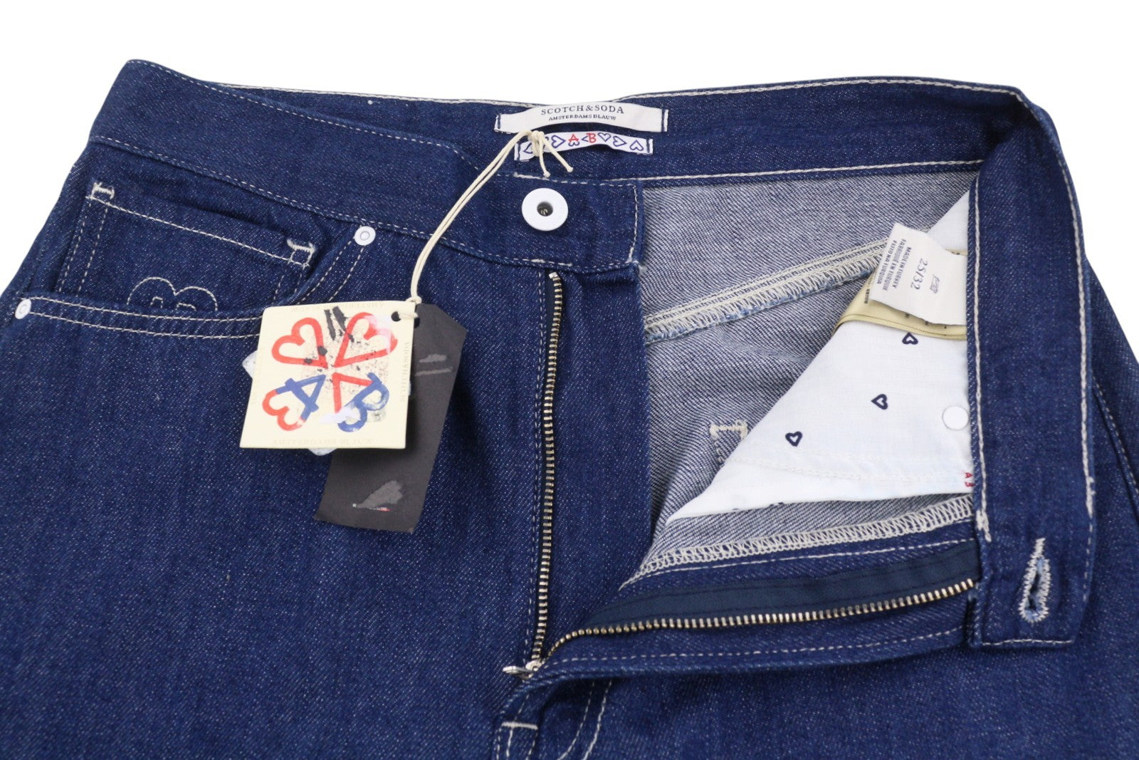 SCOTCH & SODA Women Jeans W25/L32 Blue Boyfriend Fit Cropped Zip Fly