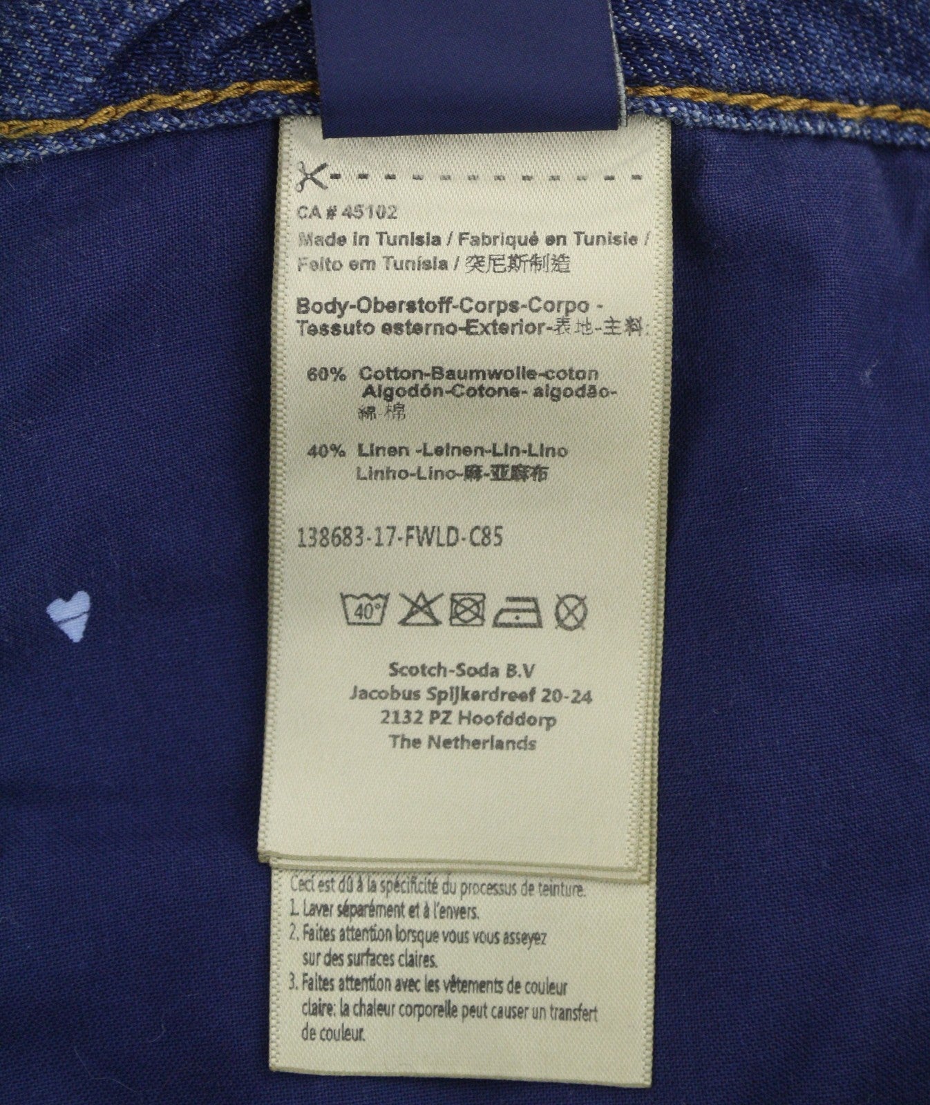 SCOTCH & SODA Bandit Women Jeans W28/L30 Blue Linen Blend Slim Tapered Fit Crop