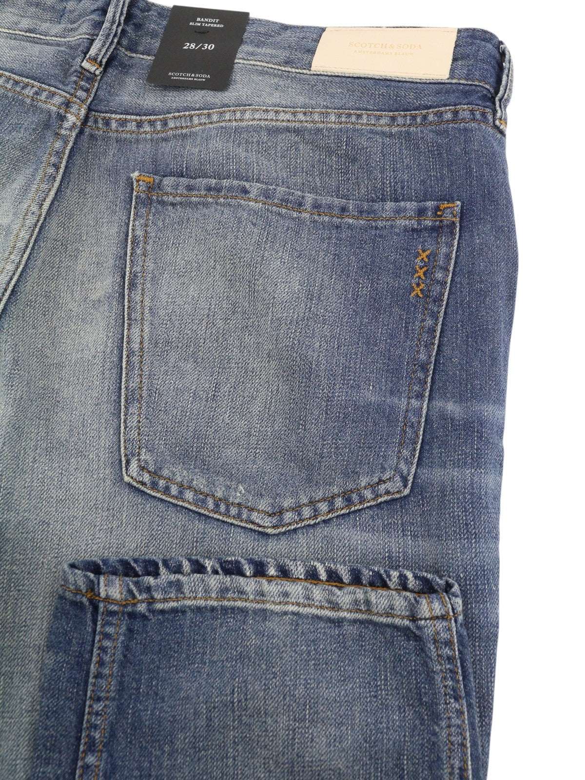 SCOTCH & SODA Bandit Women Jeans W28/L30 Blue Linen Blend Slim Tapered Fit Crop
