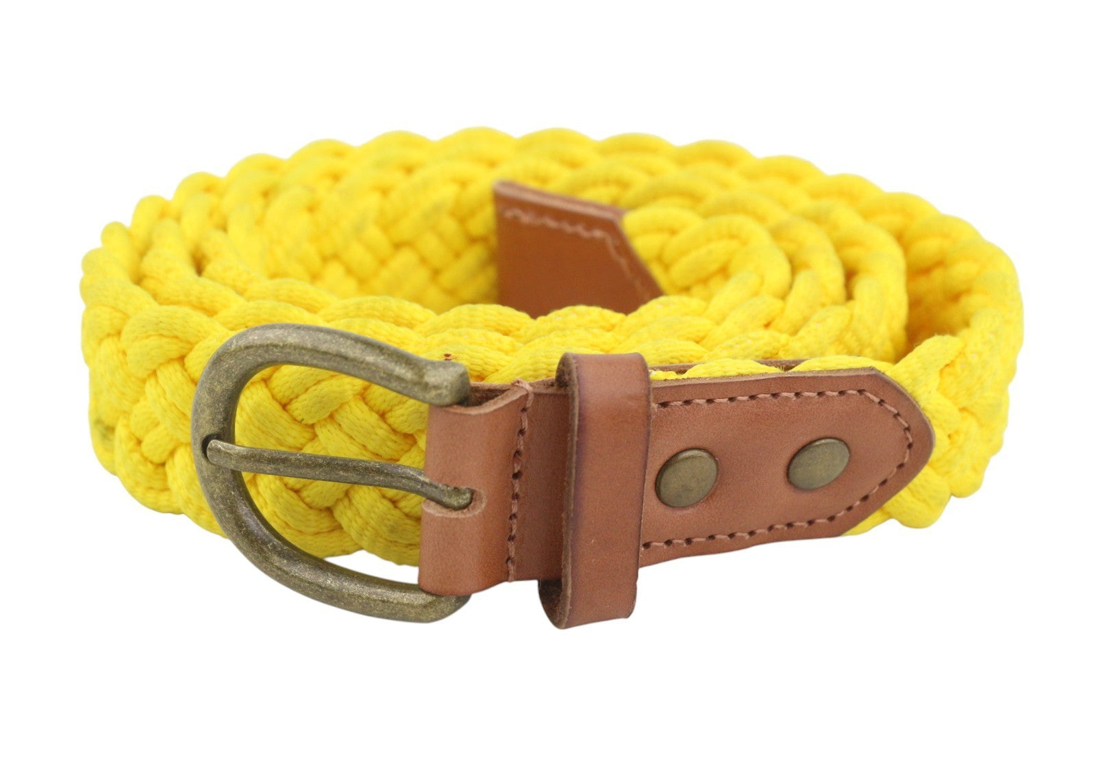 SCOTCH & SODA Men Belt 116 CM Yellow Braided Leather Details Buckle Closure