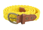 SCOTCH & SODA Men Belt 116 CM Yellow Braided Leather Details Buckle Closure