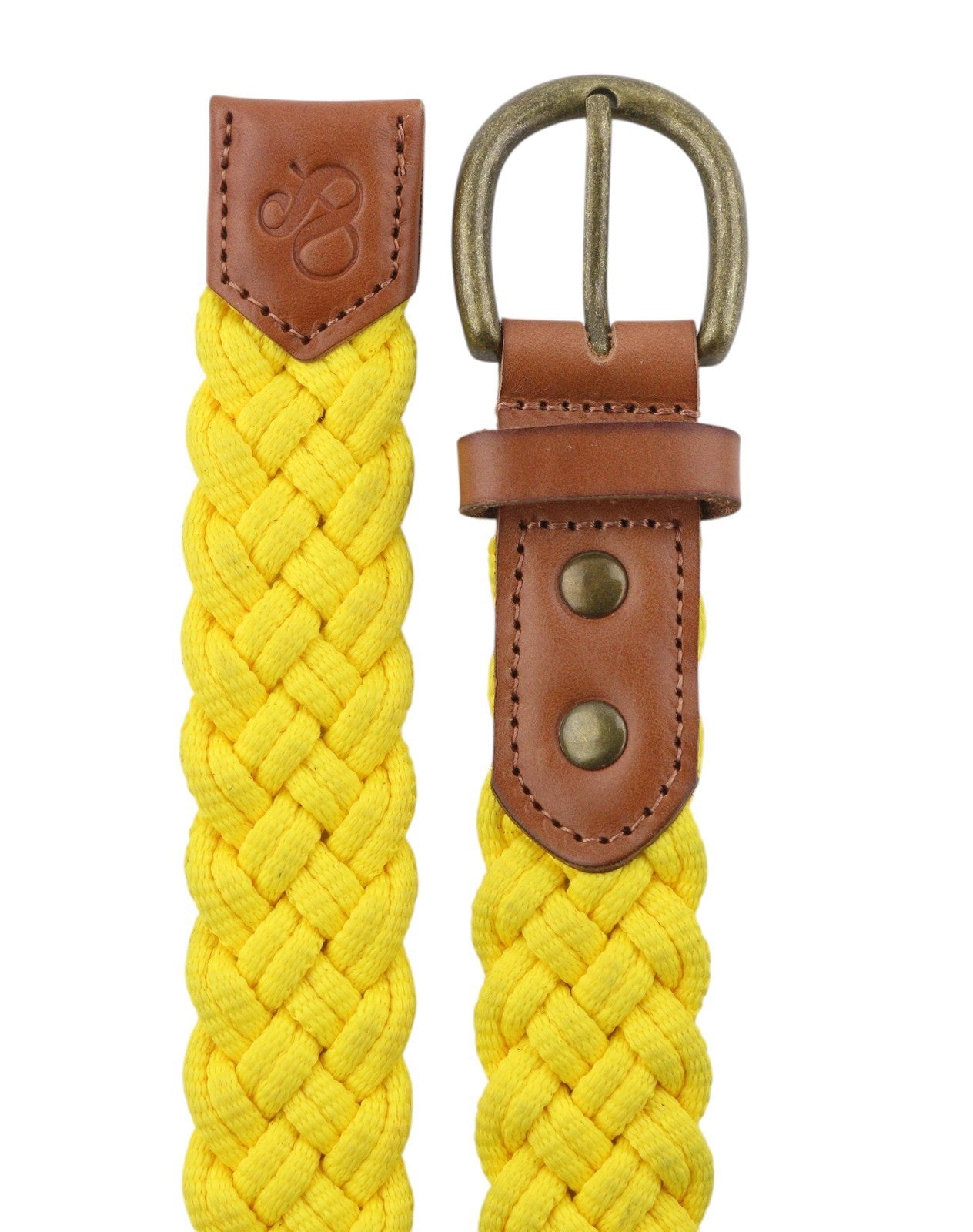 SCOTCH & SODA Men Belt 116 CM Yellow Braided Leather Details Buckle Closure