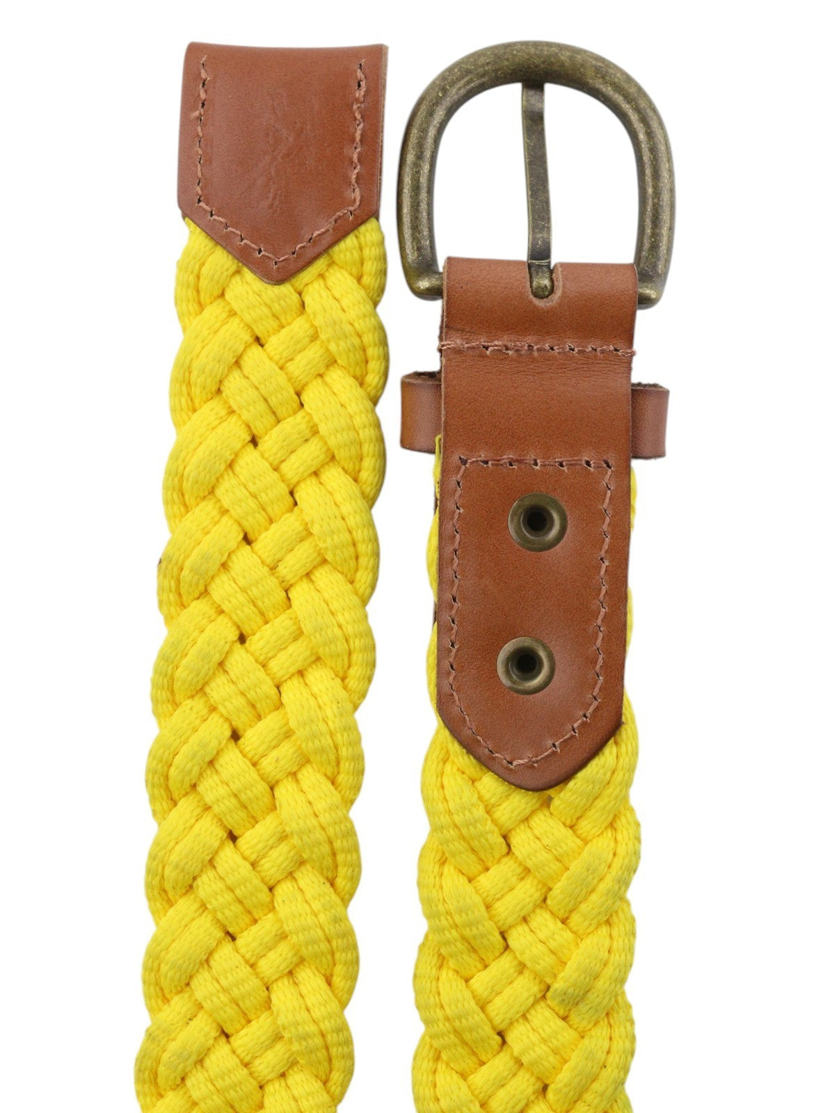 SCOTCH & SODA Men Belt 116 CM Yellow Braided Leather Details Buckle Closure