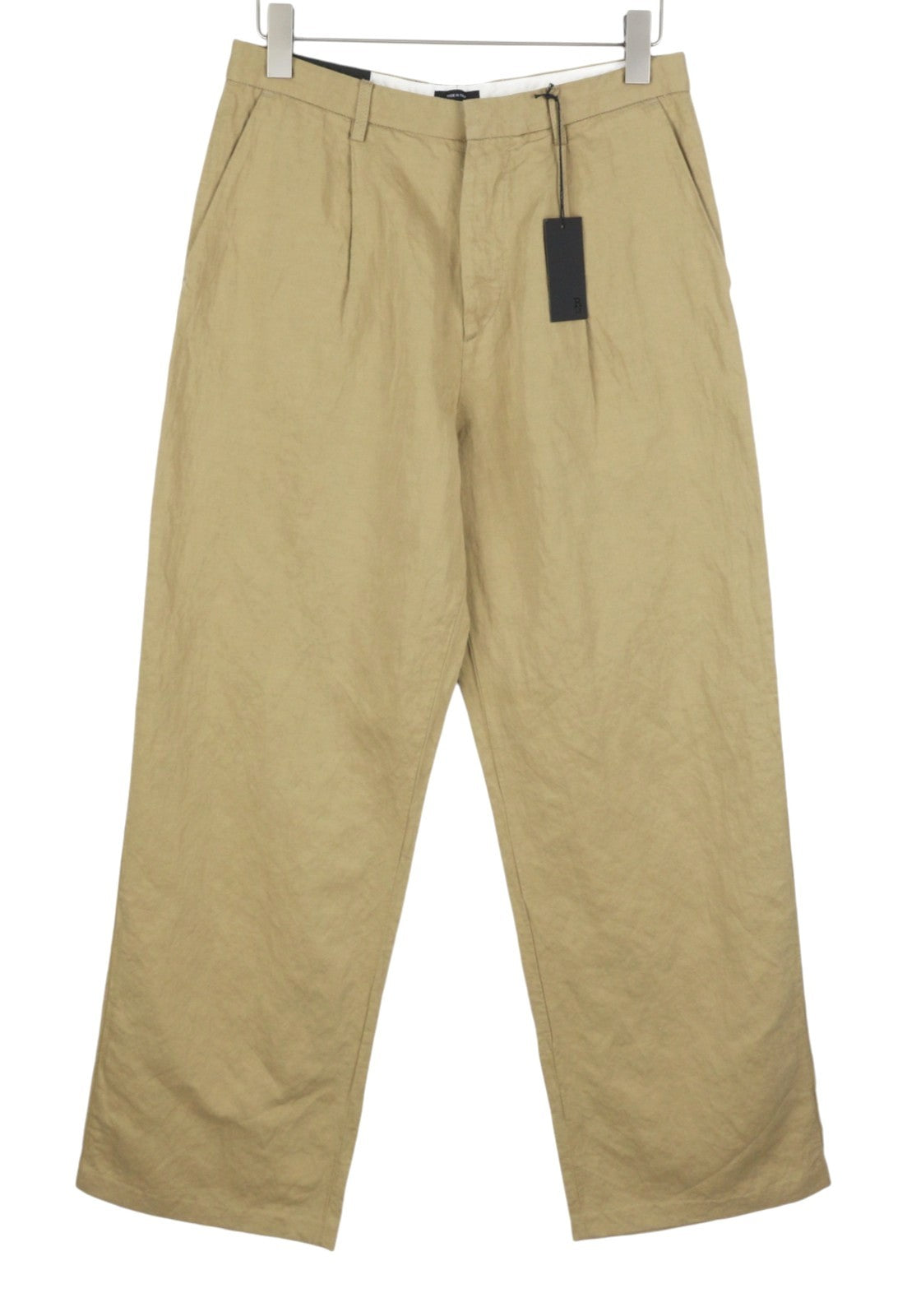 R13 Wide Leg Women Trousers 27 Beige Linen Blend Pleat Front Zip Fly