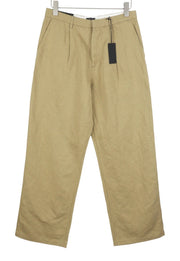 R13 Wide Leg Women Trousers 27 Beige Linen Blend Pleat Front Zip Fly