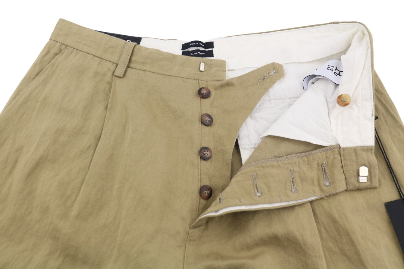 R13 Wide Leg Women Trousers 27 Beige Linen Blend Pleat Front Zip Fly