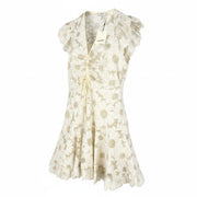 SANDRO Danie Women Dress 38 M White Glitter Embroidered Floral Sleeveless RRP520