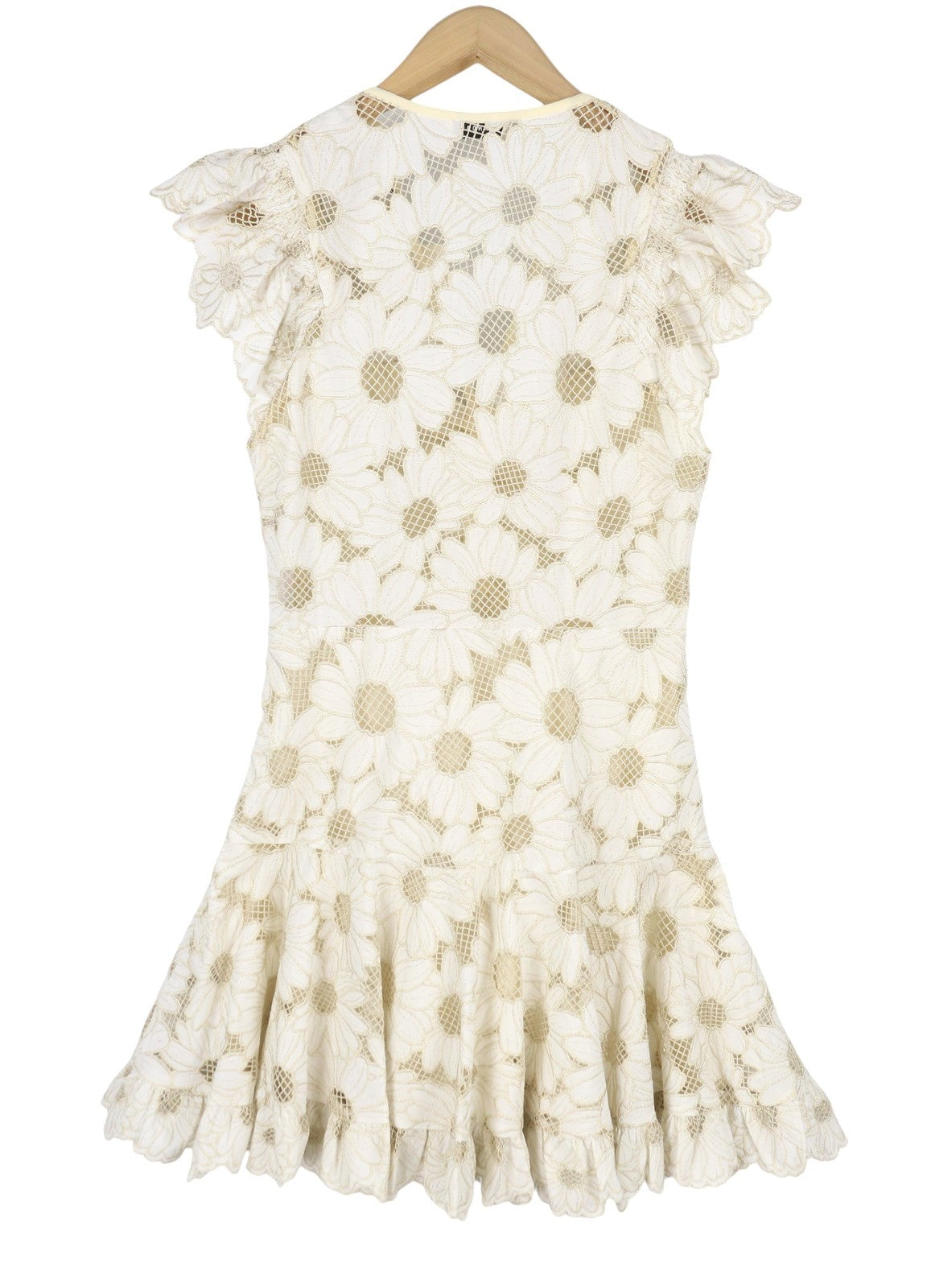 SANDRO Danie Women Dress 38 M White Glitter Embroidered Floral Sleeveless RRP520