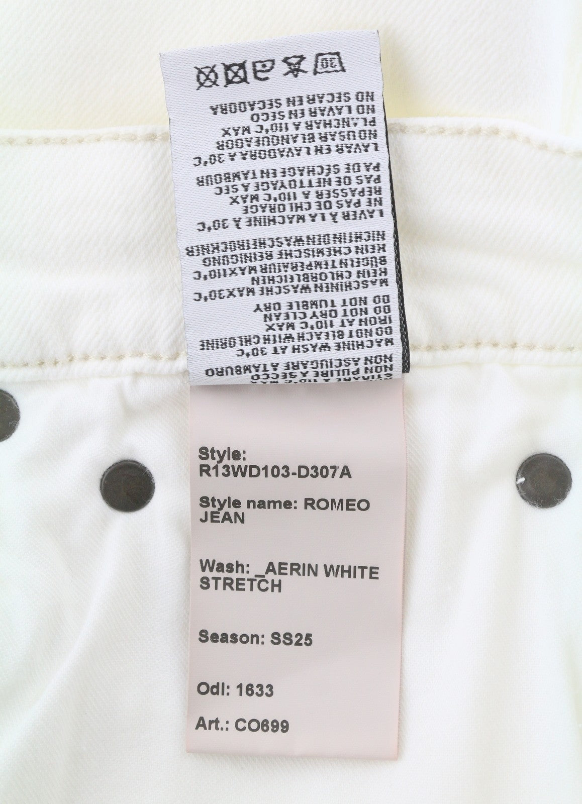 R13 Romeo Women Jeans 26 Aerin White Stretch Cropped Zip Fly