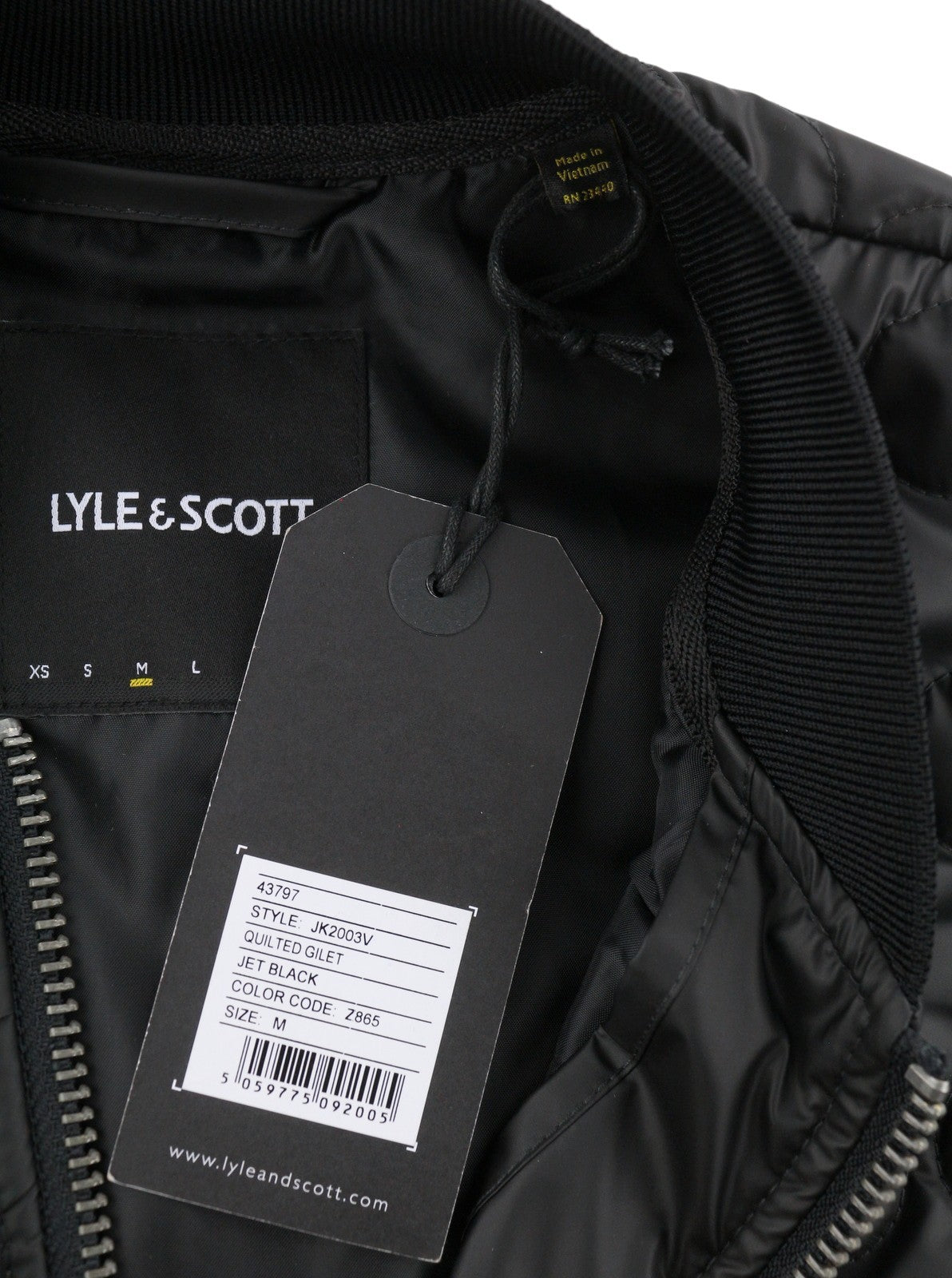 LYLE & SCOTT Men Waistcoat M Black Quilted Puffer Zip Bomber Neck Vest