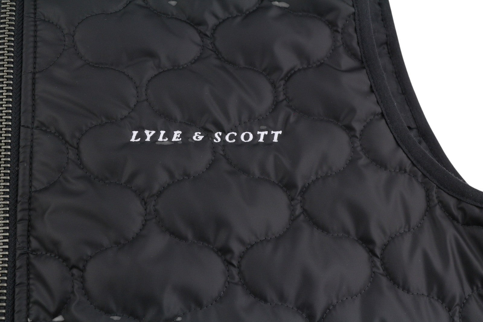 LYLE & SCOTT Men Waistcoat M Black Quilted Puffer Zip Bomber Neck Vest
