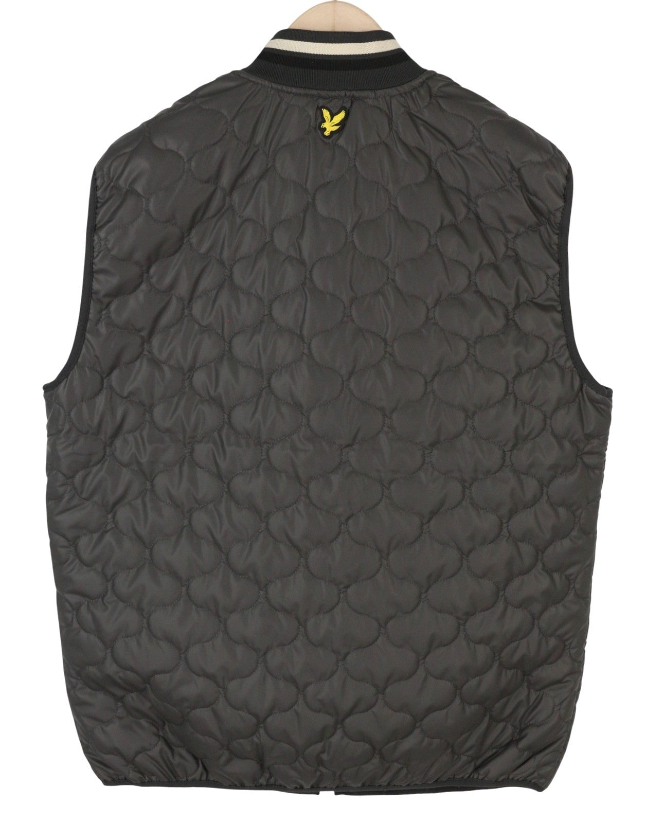 LYLE & SCOTT Men Waistcoat M Grey Padded Quilted Zip-Up Bomber Collar
