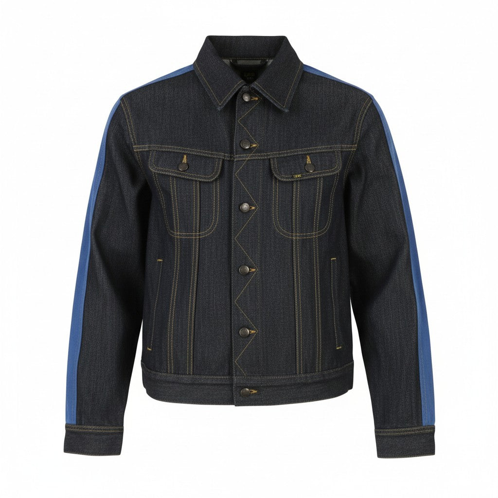 LEE 101 Panelled Rider Men Jacket M Dark Blue Rigid Selvedge Denim RRP359