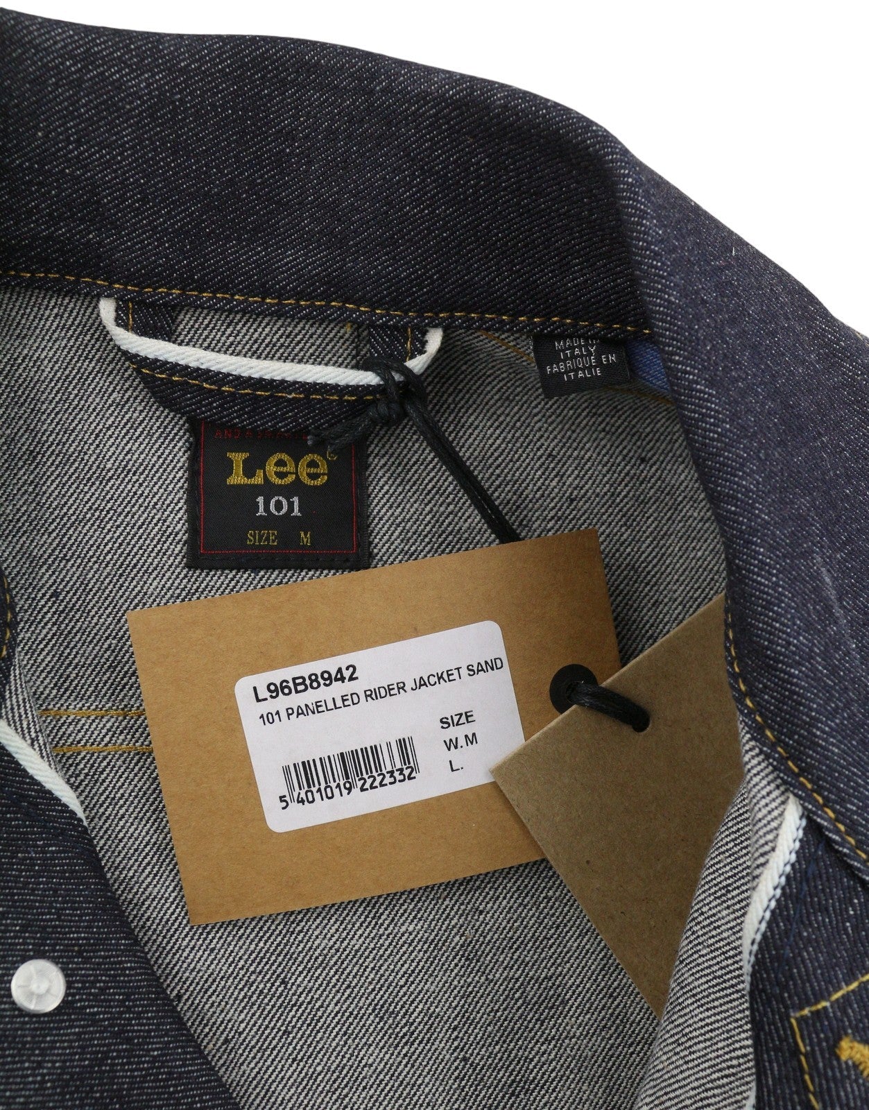 LEE 101 Panelled Rider Men Jacket M Dark Blue Rigid Selvedge Denim RRP359