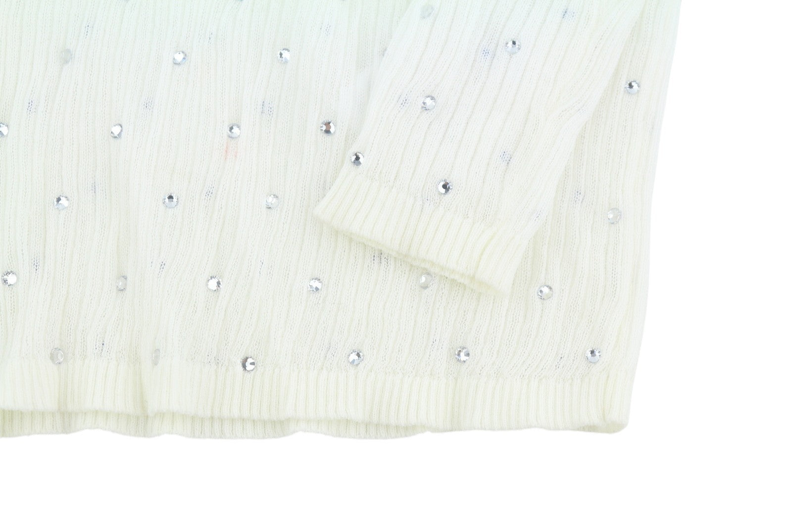 SANDRO Women Blouse 0 XS White Sheer Rhinestone Long Sleeve Top