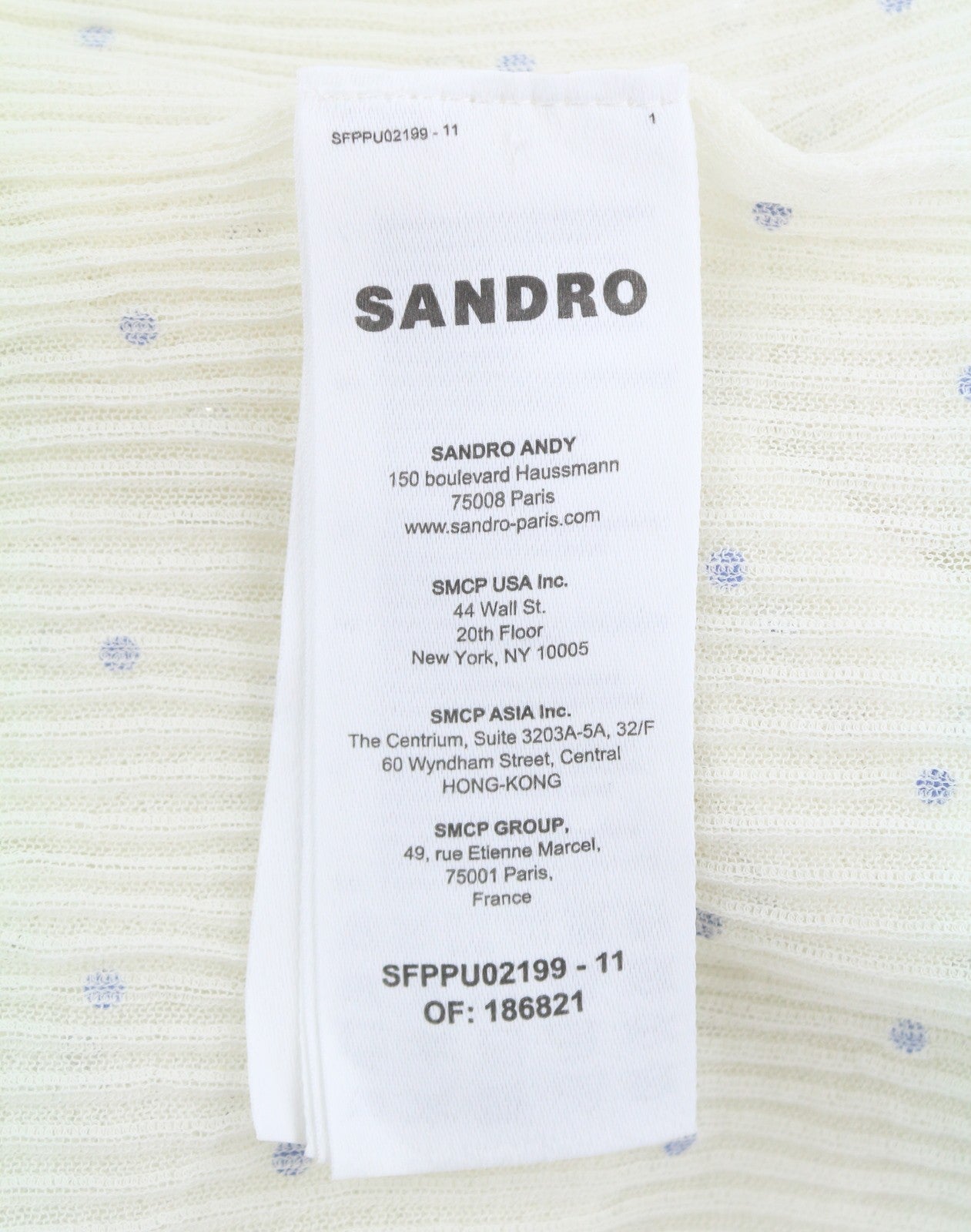 SANDRO Women Blouse 0 XS White Sheer Rhinestone Long Sleeve Top