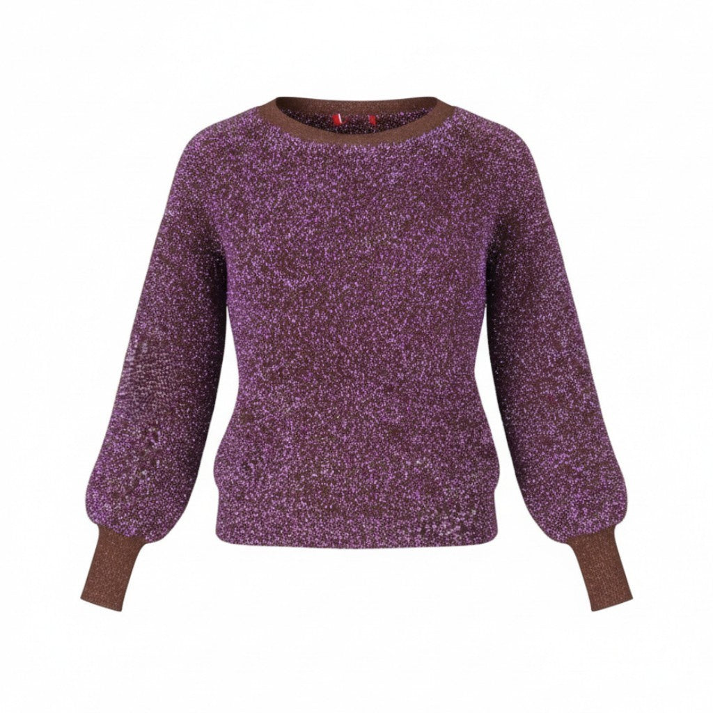 MAX&CO. Women Jumper XS Burgundy Glitter Metallic Fuzzy Oversized Knit