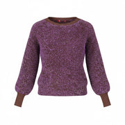 MAX&CO. Women Jumper XS Burgundy Glitter Metallic Fuzzy Oversized Knit