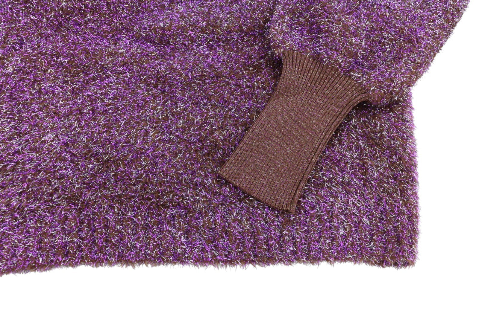 MAX&CO. Women Jumper XS Burgundy Glitter Metallic Fuzzy Oversized Knit