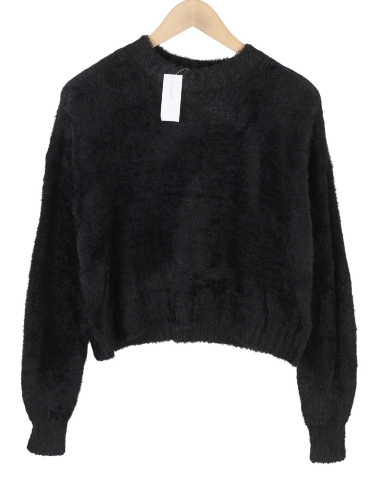 AMERICAN EAGLE OUTFITTERS Women Jumper XS Black Fuzzy Cropped Knit Pull On