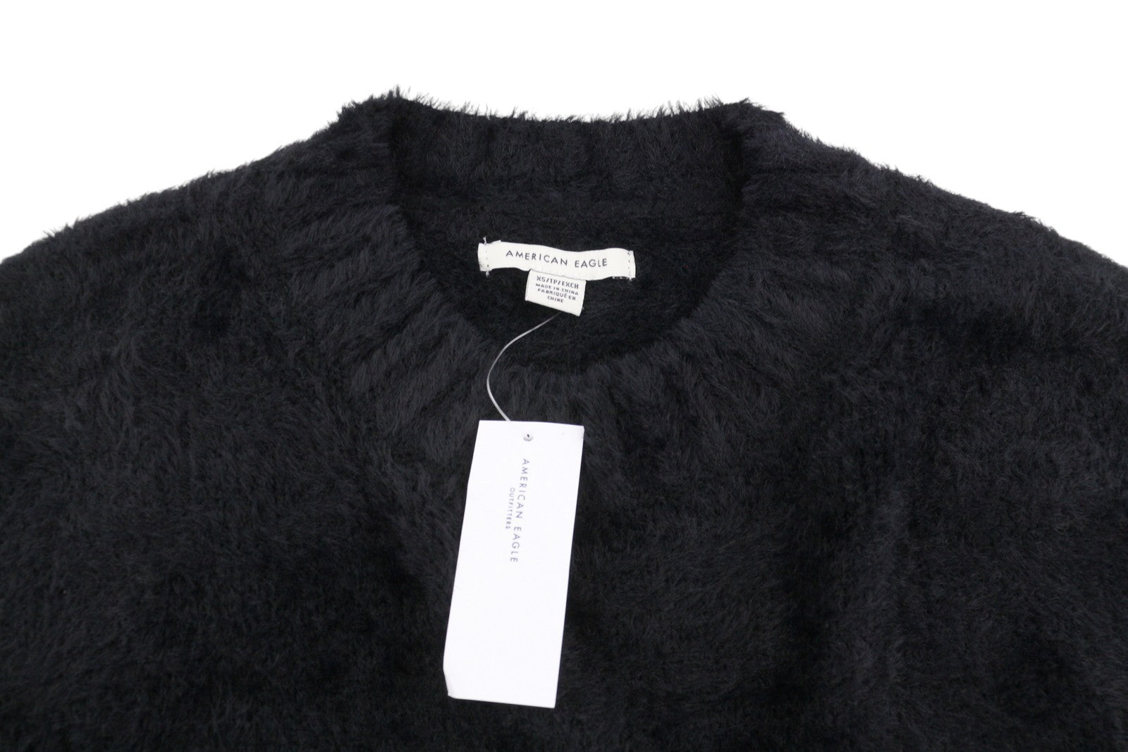 AMERICAN EAGLE OUTFITTERS Women Jumper XS Black Fuzzy Cropped Knit Pull On
