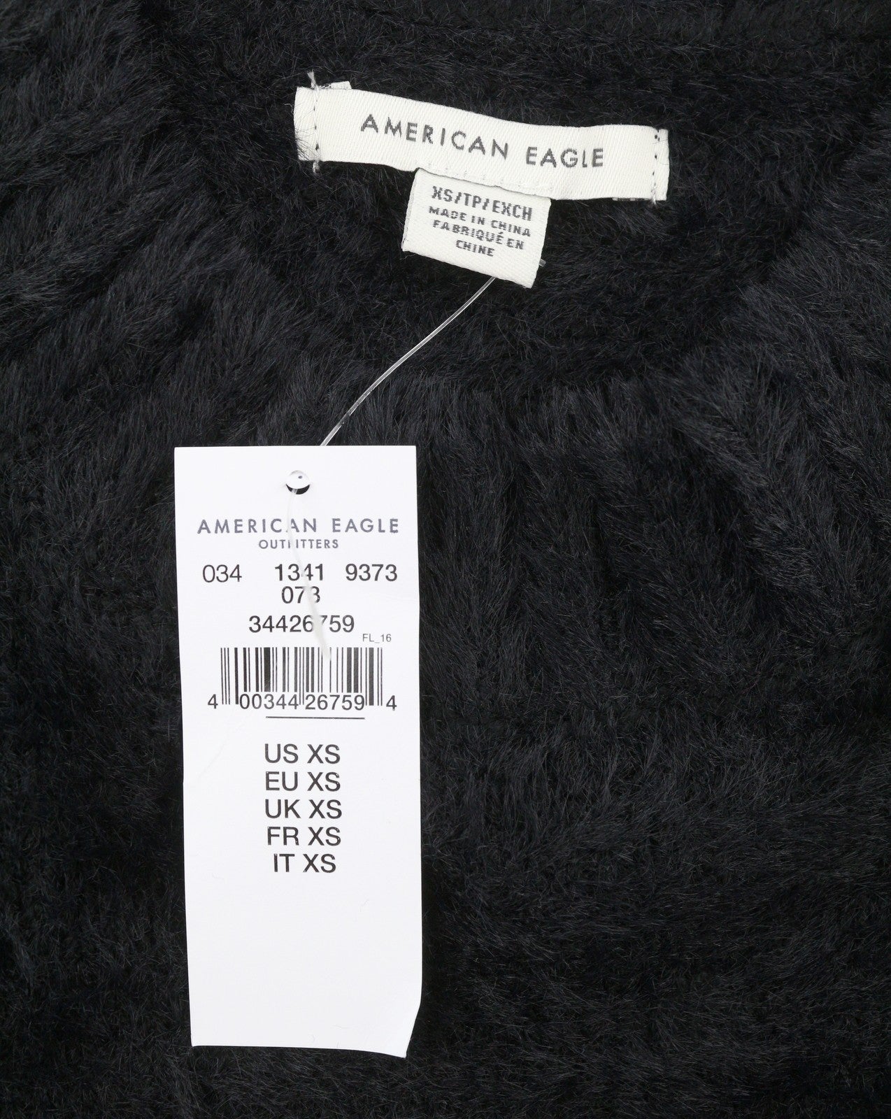 AMERICAN EAGLE OUTFITTERS Women Jumper XS Black Fuzzy Cropped Knit Pull On