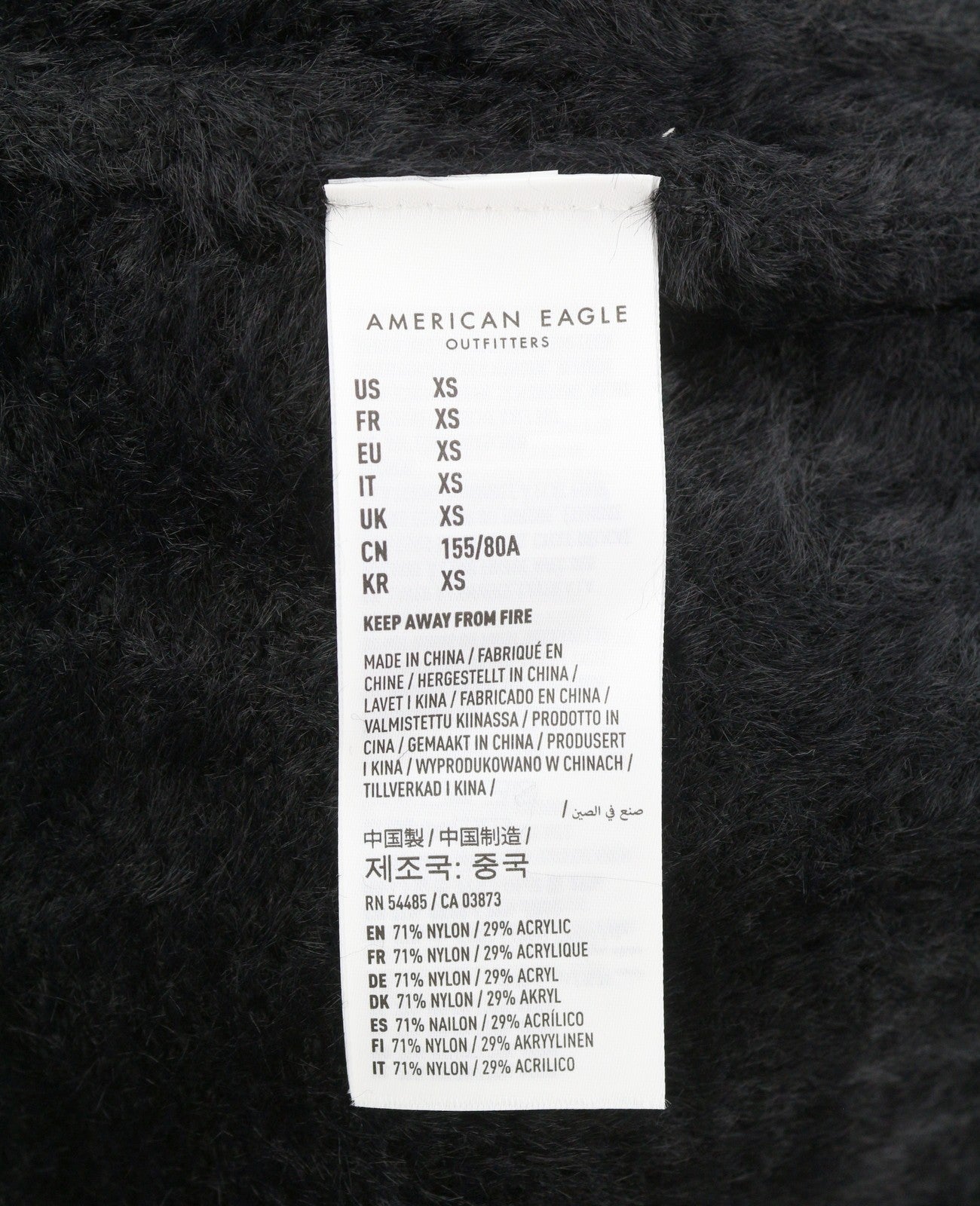 AMERICAN EAGLE OUTFITTERS Women Jumper XS Black Fuzzy Cropped Knit Pull On