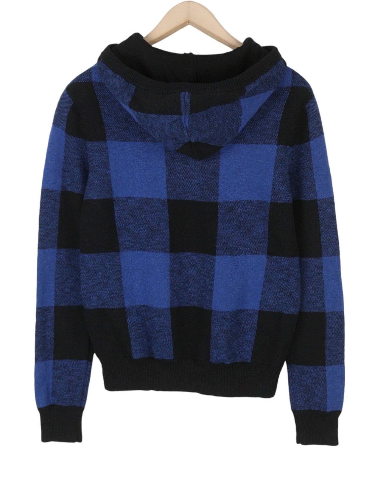 AMERICAN EAGLE OUTFITTERS Men Jumper M Blue Check Knit Kangaroo Pull On