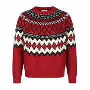 DESIGUAL Jers Buddy Women Jumper XL Red Pattern Mock Neck Knit Pull On