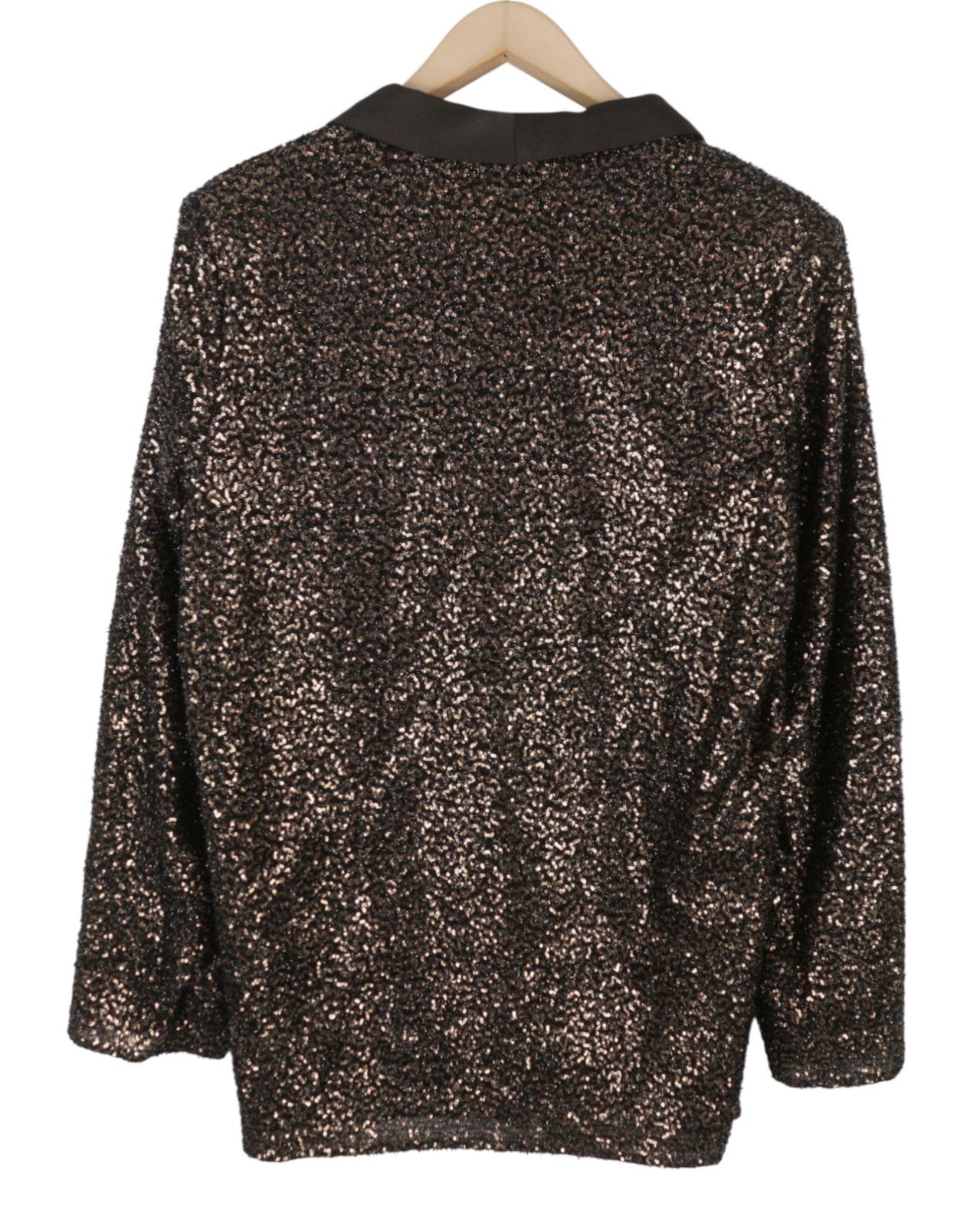 MAX MARA Women Blazer EU46 Brown Glitter Shawl Lapel Single Button