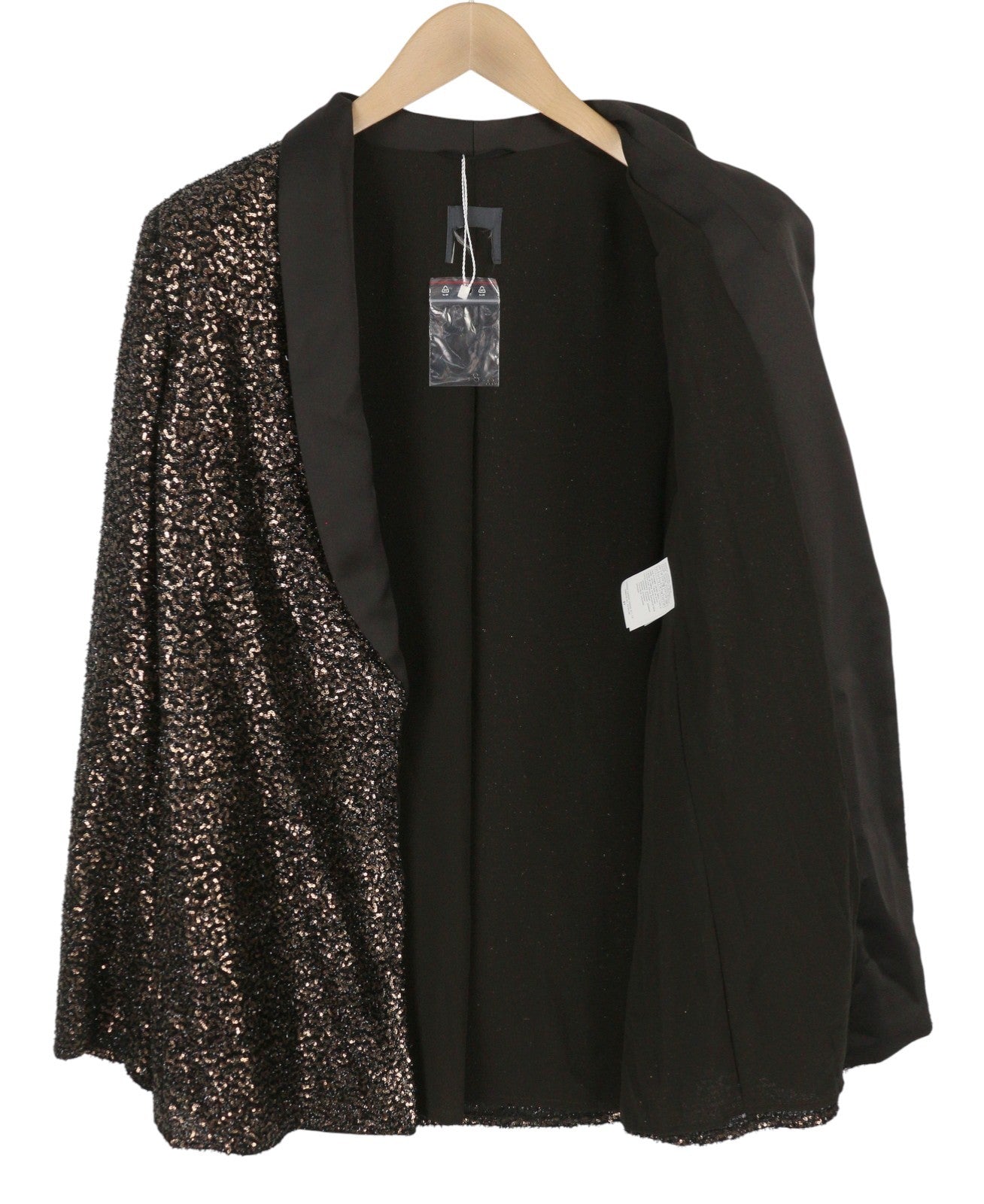 MAX MARA Women Blazer EU46 Brown Glitter Shawl Lapel Single Button