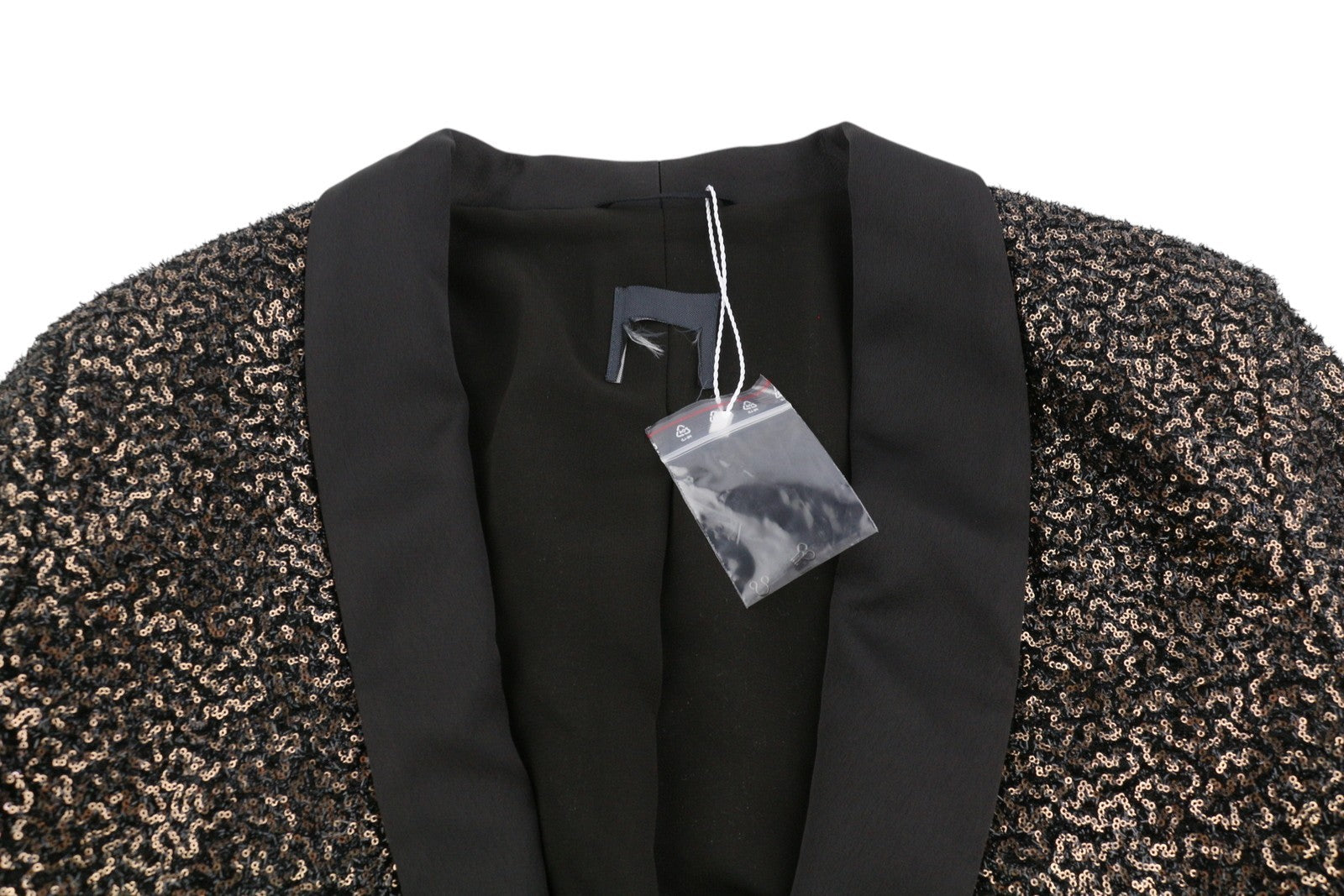 MAX MARA Women Blazer EU46 Brown Glitter Shawl Lapel Single Button