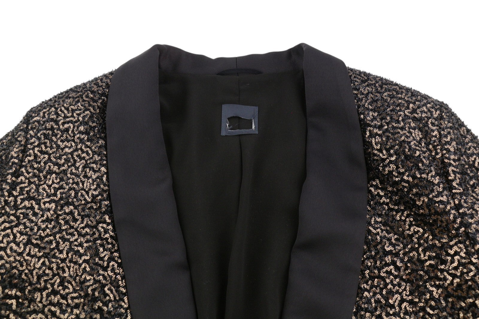MAX MARA Women Blazer EU50 Brown Glitter Shawl Lapel Single Button