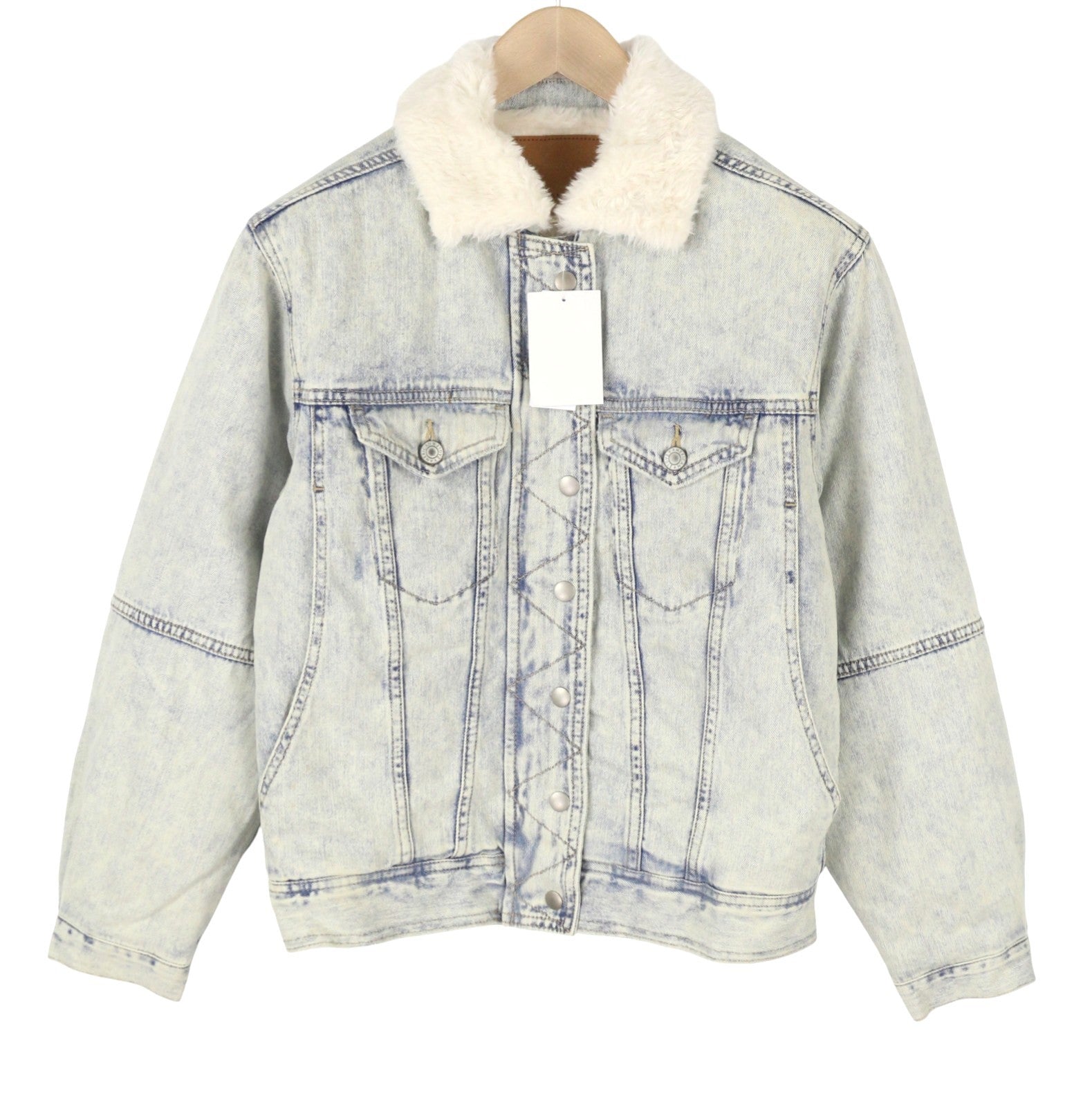 AMERICAN EAGLE OUTFITTERS Women Jacket XS Blue Sherpa Lined Denim Trucker