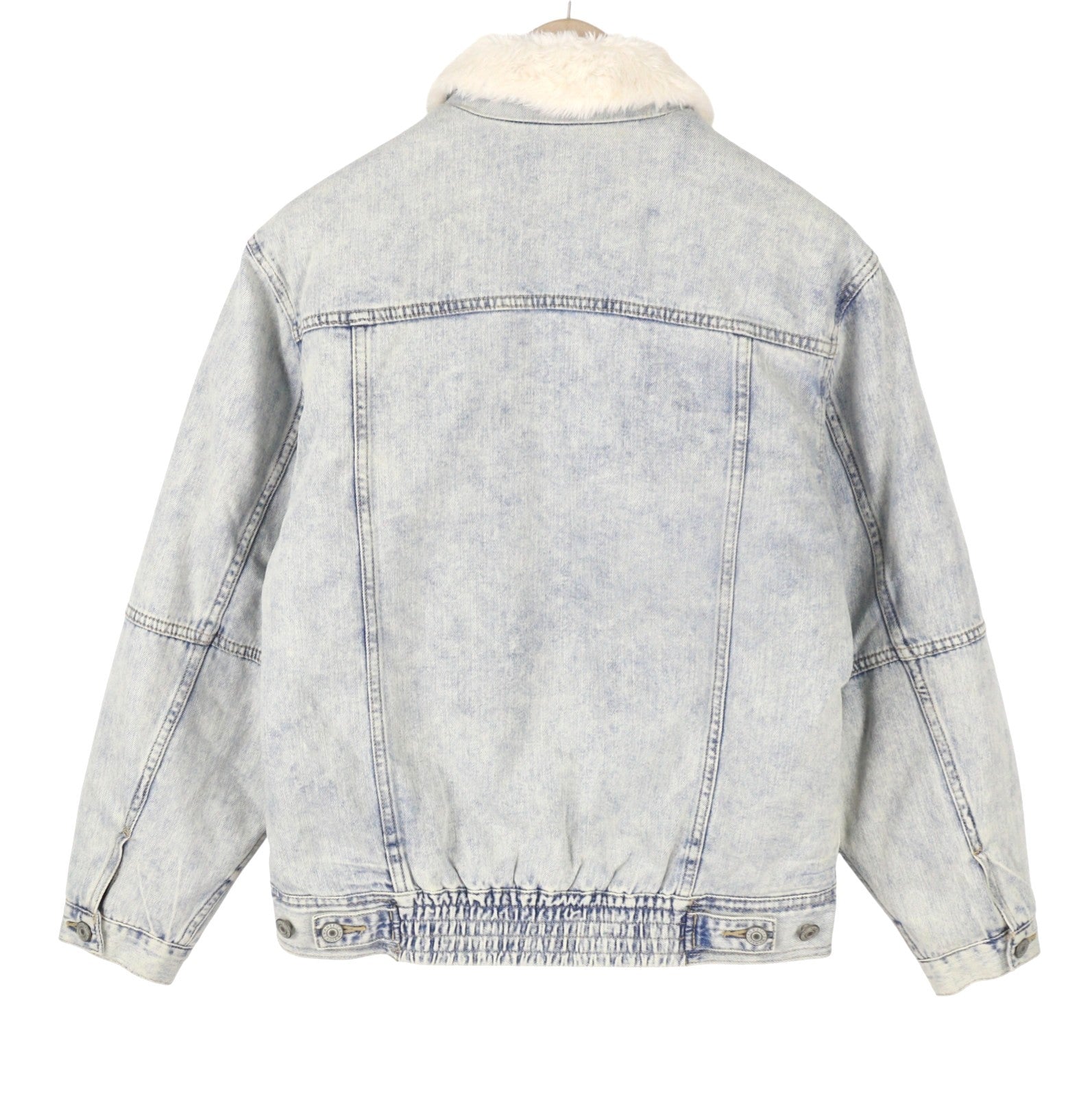 AMERICAN EAGLE OUTFITTERS Women Jacket S Blue Faded Sherpa Denim Trucker