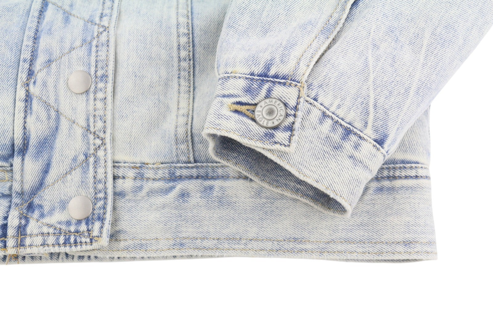 AMERICAN EAGLE OUTFITTERS Women Jacket S Blue Faded Sherpa Denim Trucker