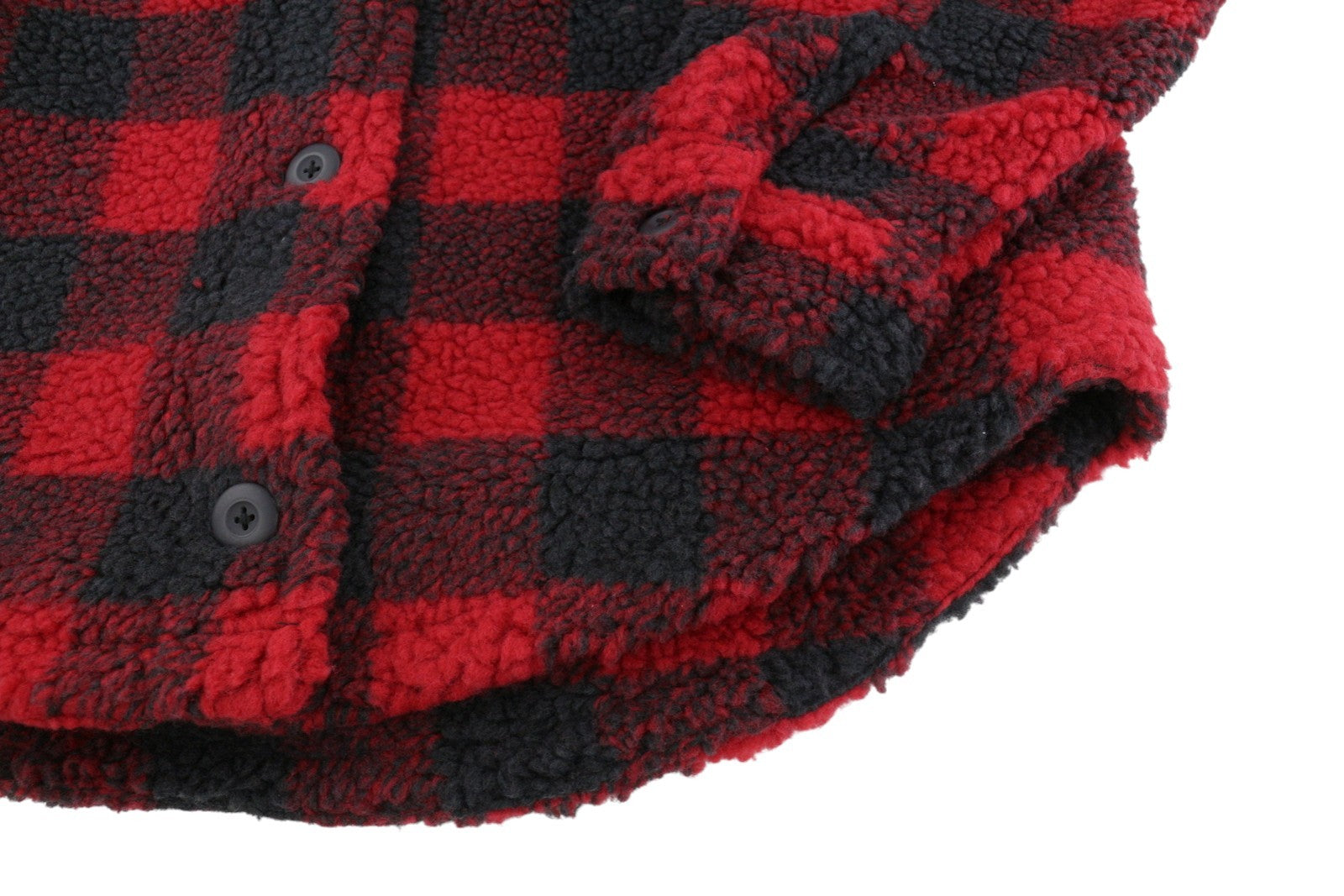 AMERICAN EAGLE OUTFITTERS Women Jacket S Red Check Fluffy Button Overshirt