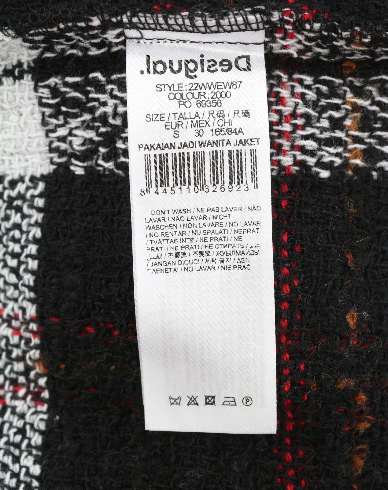 DESIGUAL Chaq Tucson Women Jacket S Check Snap Button Straight Overshirt