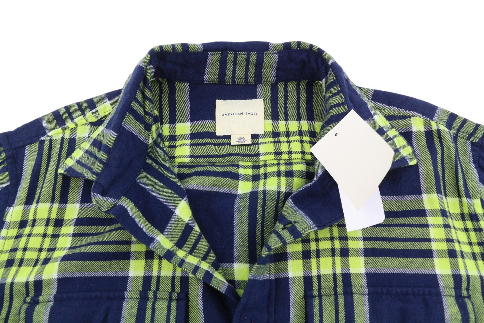 AMERICAN EAGLE OUTFITTERS Men Shirt L Plaid Flannel Button-Up Casual
